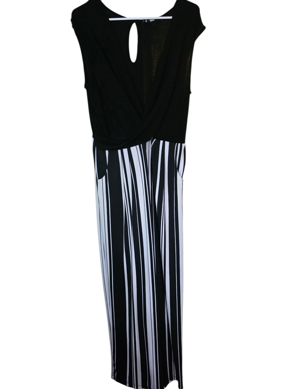 Emma & Michele Black and White Striped Jumpsuit